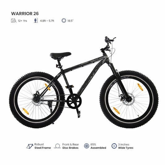 26-Inch Fat Tyre Mountain Bike with Steel Frame, Dual Disc Brakes & 3-Inch Wide Tyres