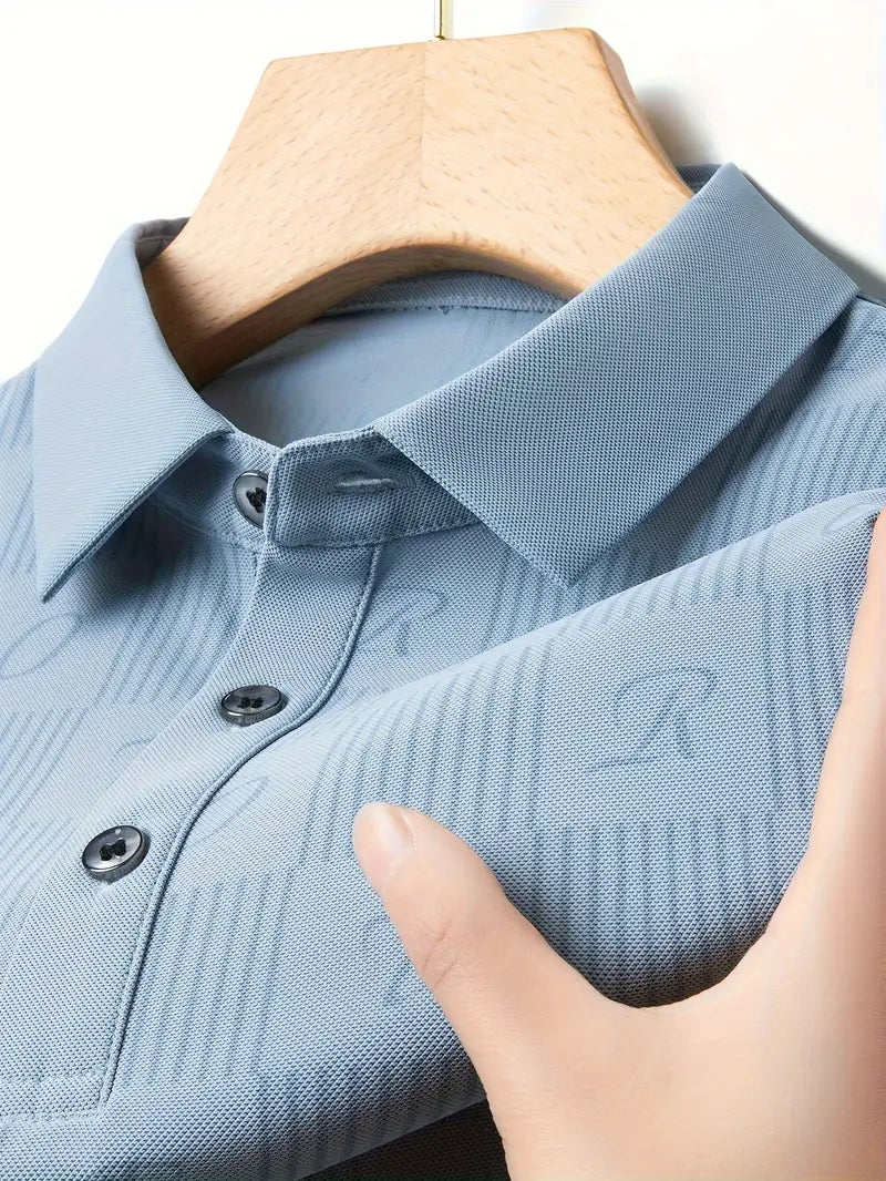Brave Valvet Men’s Premium Embossed Pattern Polo T-Shirt – Sky Blue