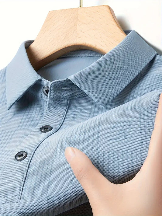 Brave Valvet Men’s Premium Embossed Pattern Polo T-Shirt – Sky Blue