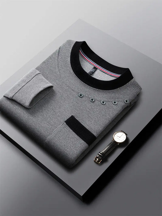 Brave Valvet Men’s Premium Full-Sleeve Crew-Neck T-Shirt – Grey with Black Trim