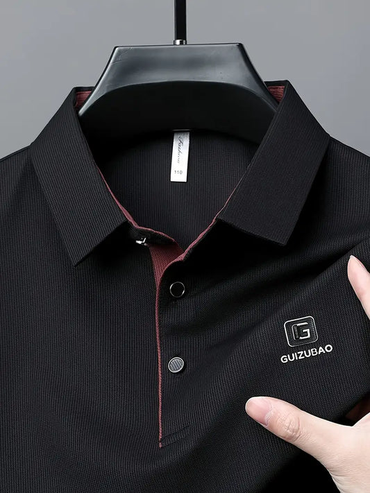 Brave Valvet Men’s Premium Black Polo T-Shirt – Maroon Contrast Collar