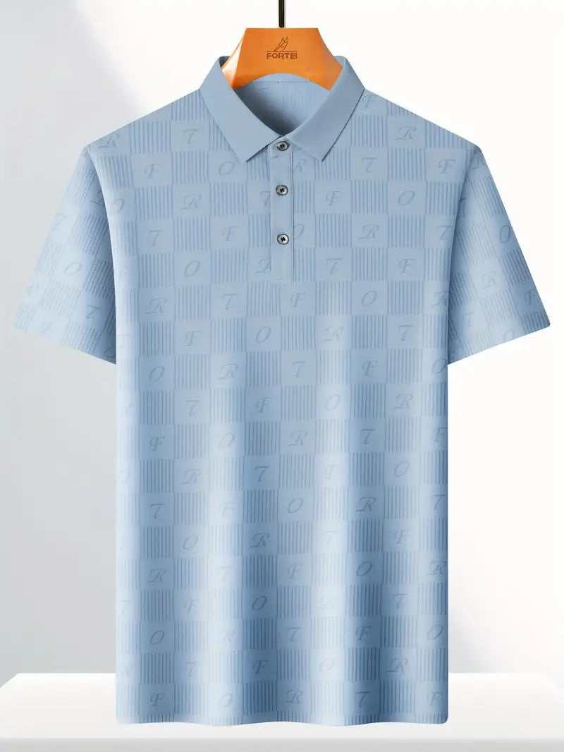 Brave Valvet Men’s Premium Embossed Pattern Polo T-Shirt – Sky Blue