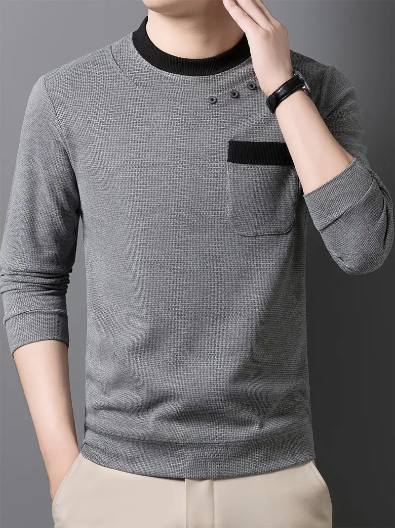 Brave Valvet Men’s Premium Full-Sleeve Crew-Neck T-Shirt – Grey with Black Trim