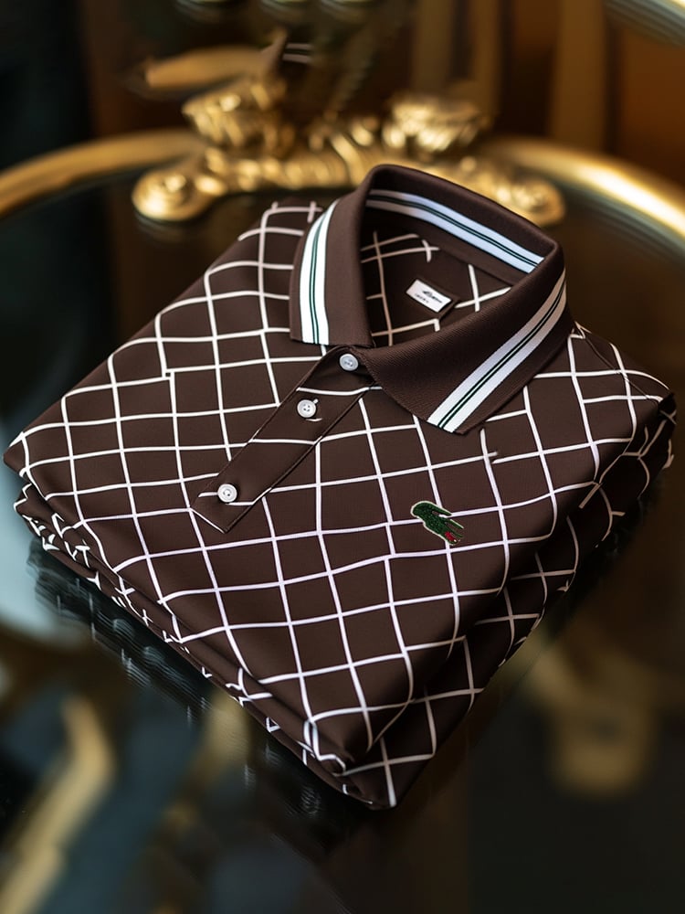 Men's Classic Business Logo Button Short Sleeve Polo Shirt