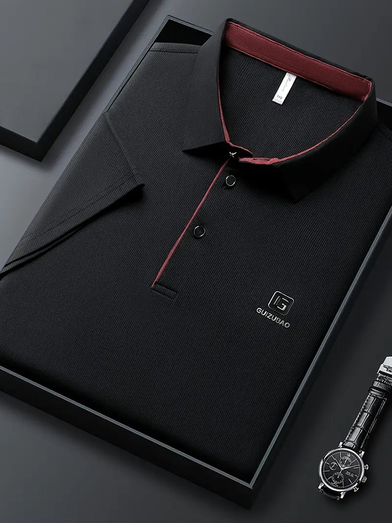 Brave Valvet Men’s Premium Black Polo T-Shirt – Maroon Contrast Collar