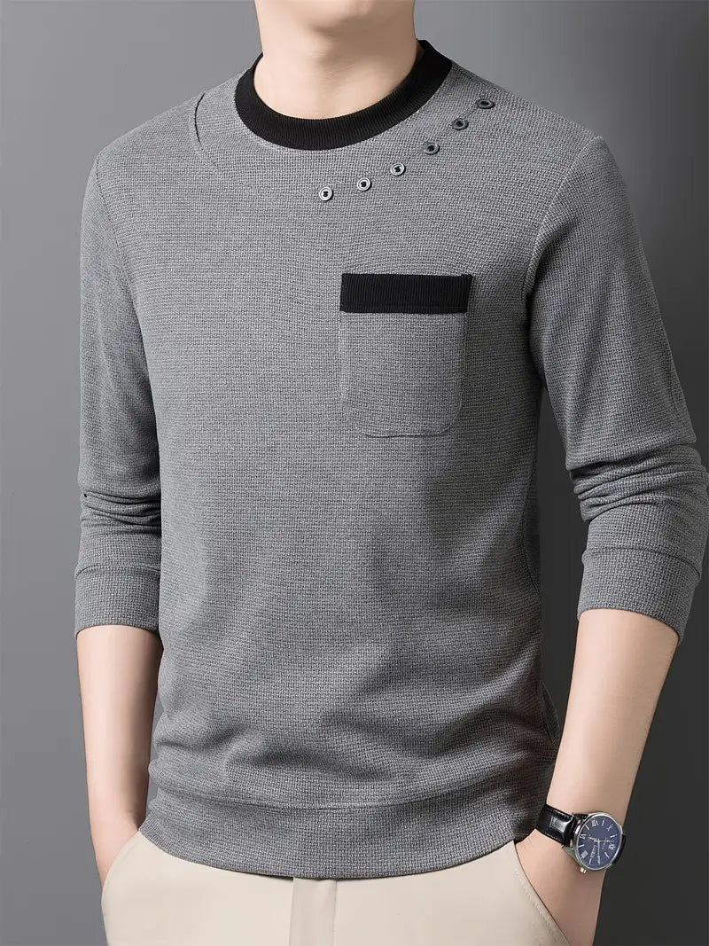 Brave Valvet Men’s Premium Full-Sleeve Crew-Neck T-Shirt – Grey with Black Trim