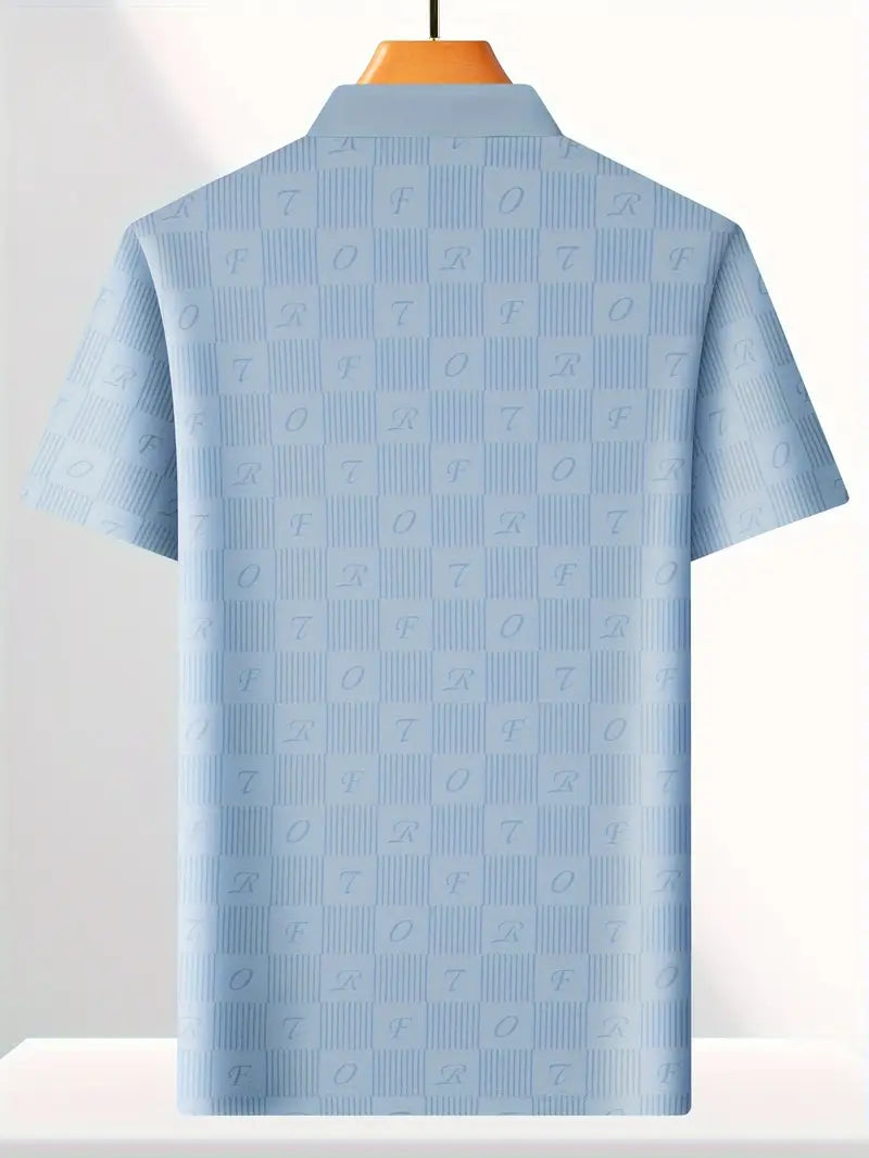Brave Valvet Men’s Premium Embossed Pattern Polo T-Shirt – Sky Blue