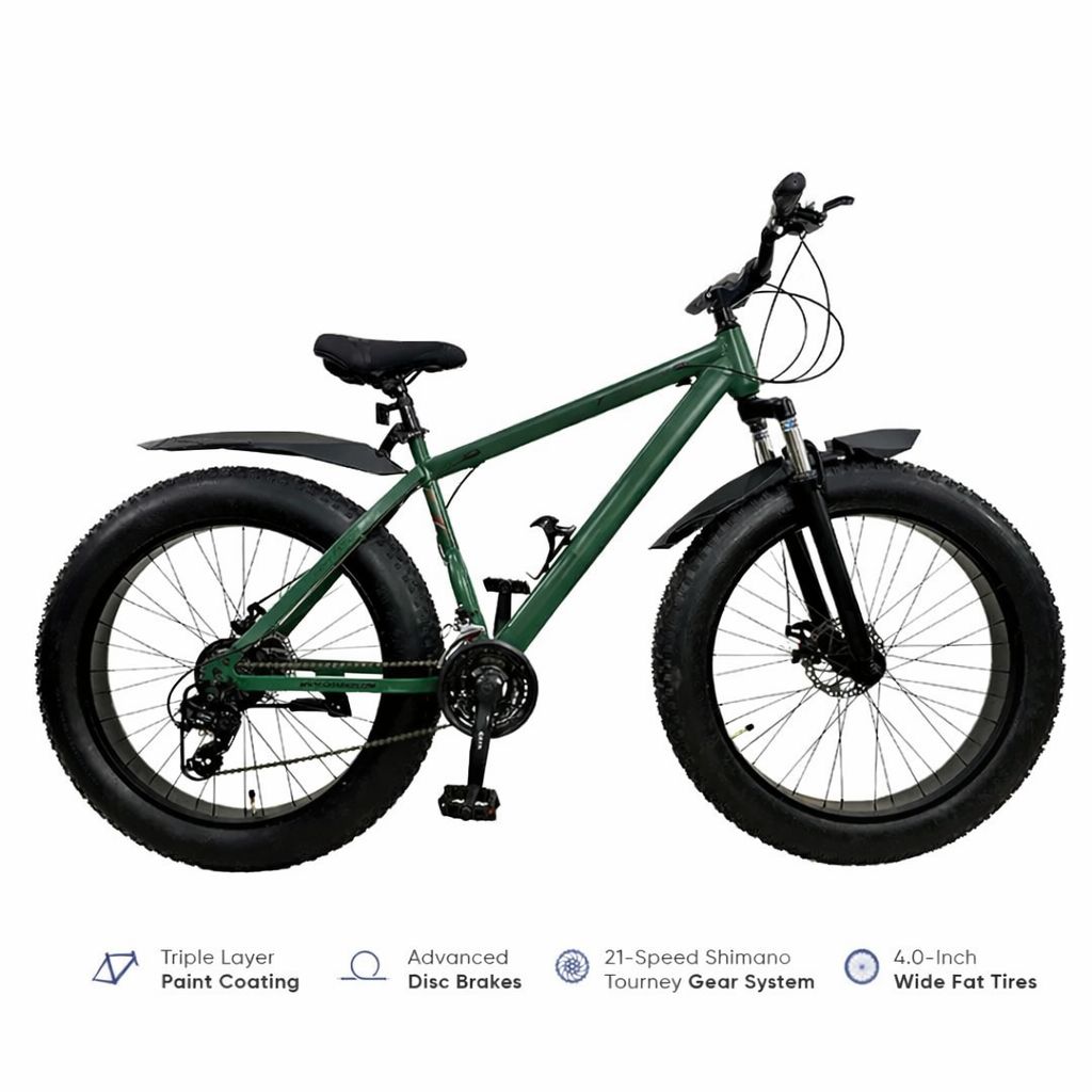 CycleWheel Fat Tire Mountain Bike – 4.0″ Wide Tyres, Disc Brakes, All-Terrain Performance