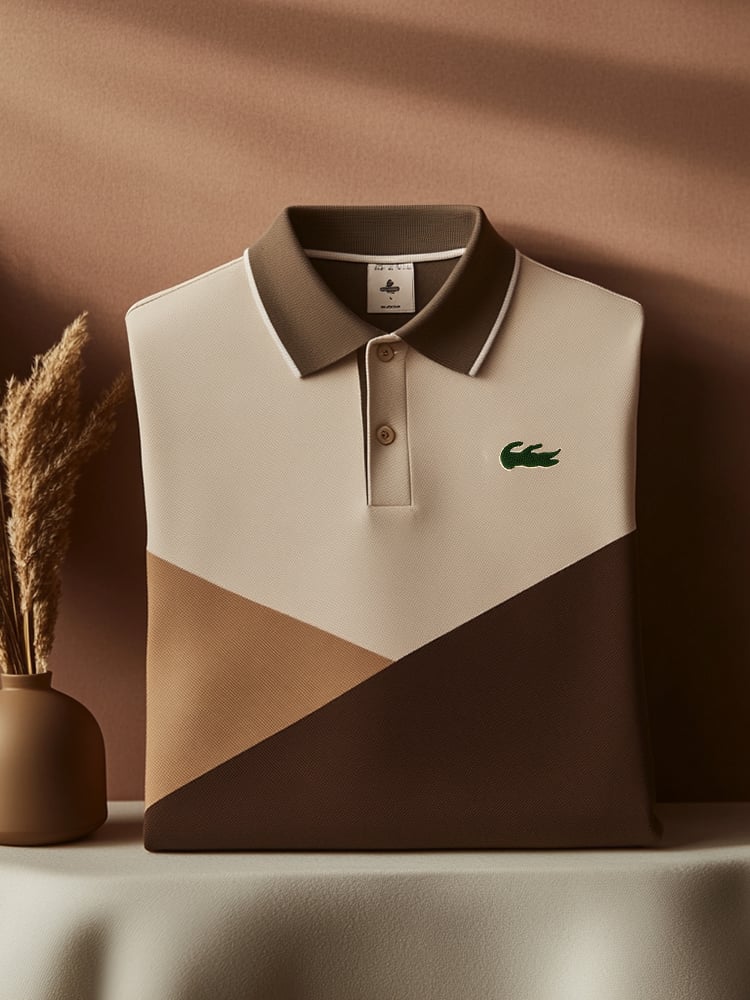 Men's Classic Business Logo Button Short Sleeve Polo Shirt