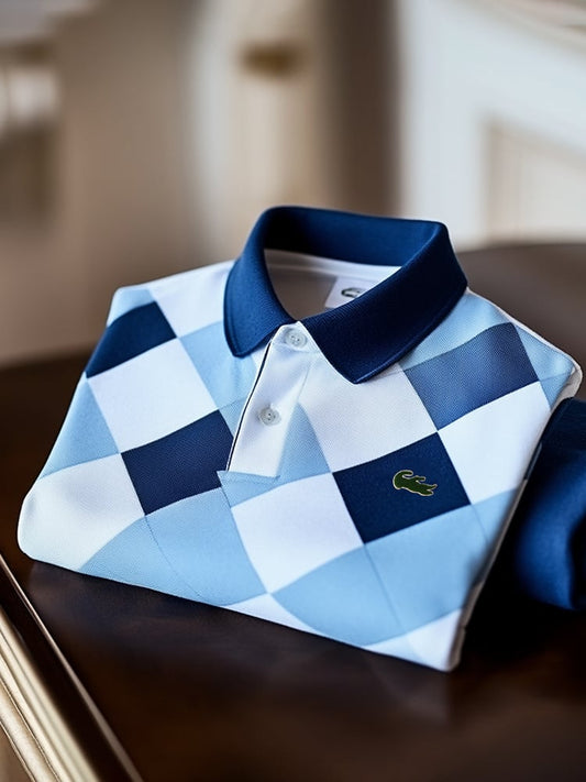 Men's Classic Business Logo Button Short Sleeve Polo Shirt