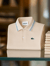 Men's Business Stripe Logo Print Short Sleeve Polo Shirt